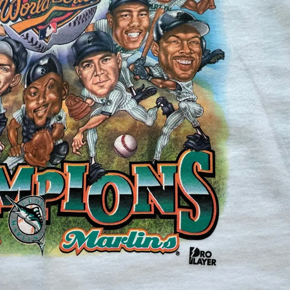 Vintage Florida Marlins Caricature World Series Champs 1997 MLB Baseball T Shirt - Picture 7 of 12